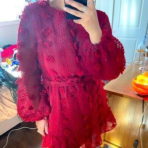 Long sleeved red dress